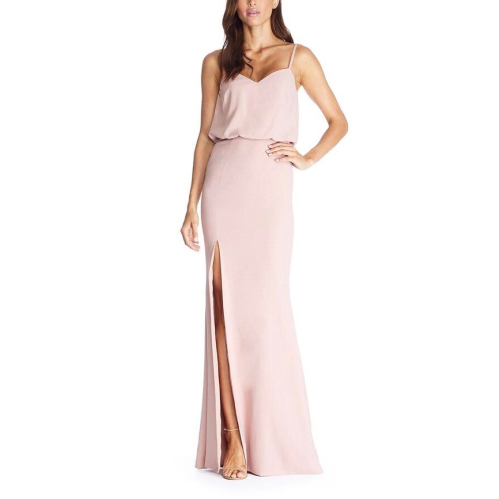 NEW Dress the Population Gracelyn Blouson Hi Slit Gown Small